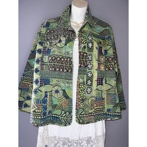 Vintage Chicos Denim Green Jacket Denim Jacket
